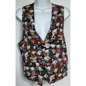 Capelli New York Vest Women’s One Size Christmas Teddy Bear Holiday Vintage USA